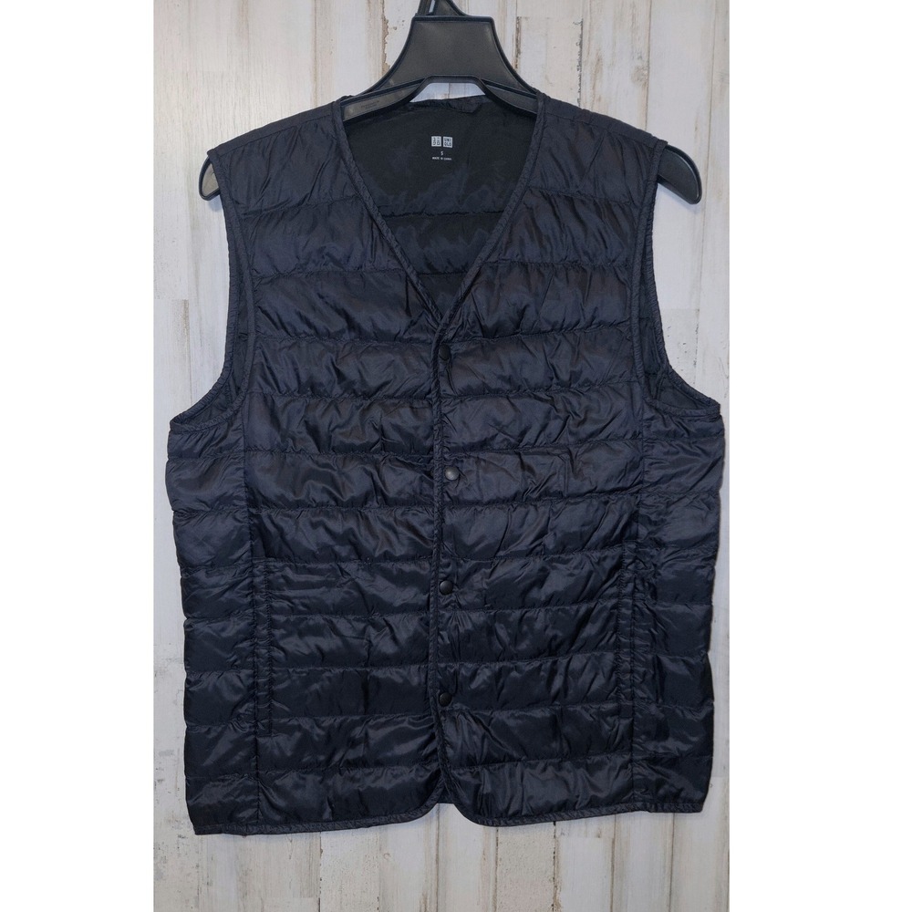 Uniqlo men S Snap Up V Quilted Down insulated Puffer Vest Ultra Lightweight